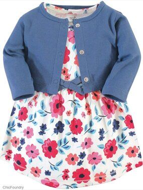 Organic Cotton Baby Girl Dress and Cardigan Set